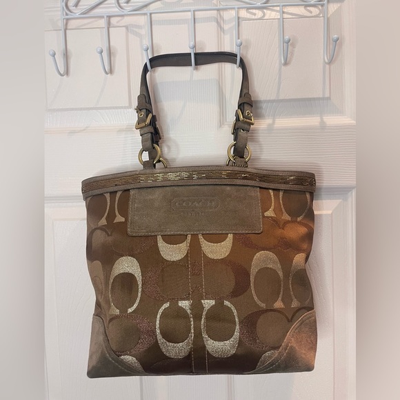 Coach Vintage Bronze / Brown /Copper Beaded Detail Tote - Picture 1 of 8